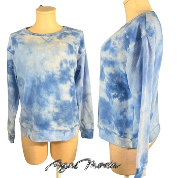 Splendid Boxy Waffle Knit Long Sleeve Tie Dye Top - Picture 1 of 12